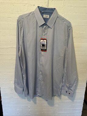 NWT Duchamp London Men's Slim Fit Cotton Stretch Shirt, Light Blue, Size 18 XXL
